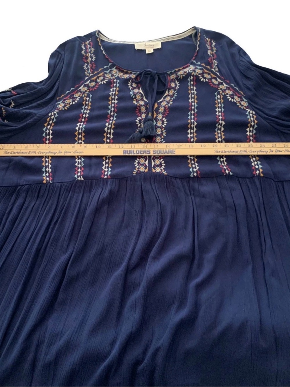 NEW Plus Size 3X Nurture Westbound Long Sleeve V-Neck Embroidered Dress Navy $99 - Picture 3 of 13